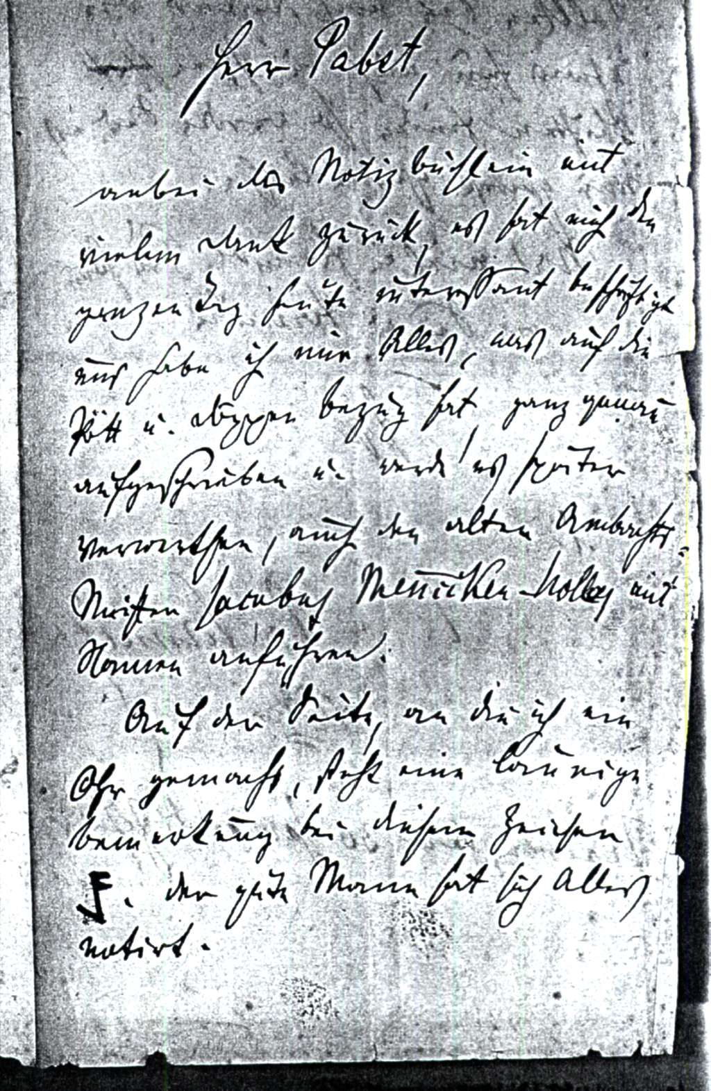 Brief des Raerener Vikars Peter Schmitz aus dem Jahr 1877 an den ersten Direktor des Kölner Museums für angewandte Kunst, Arthur Pabst.